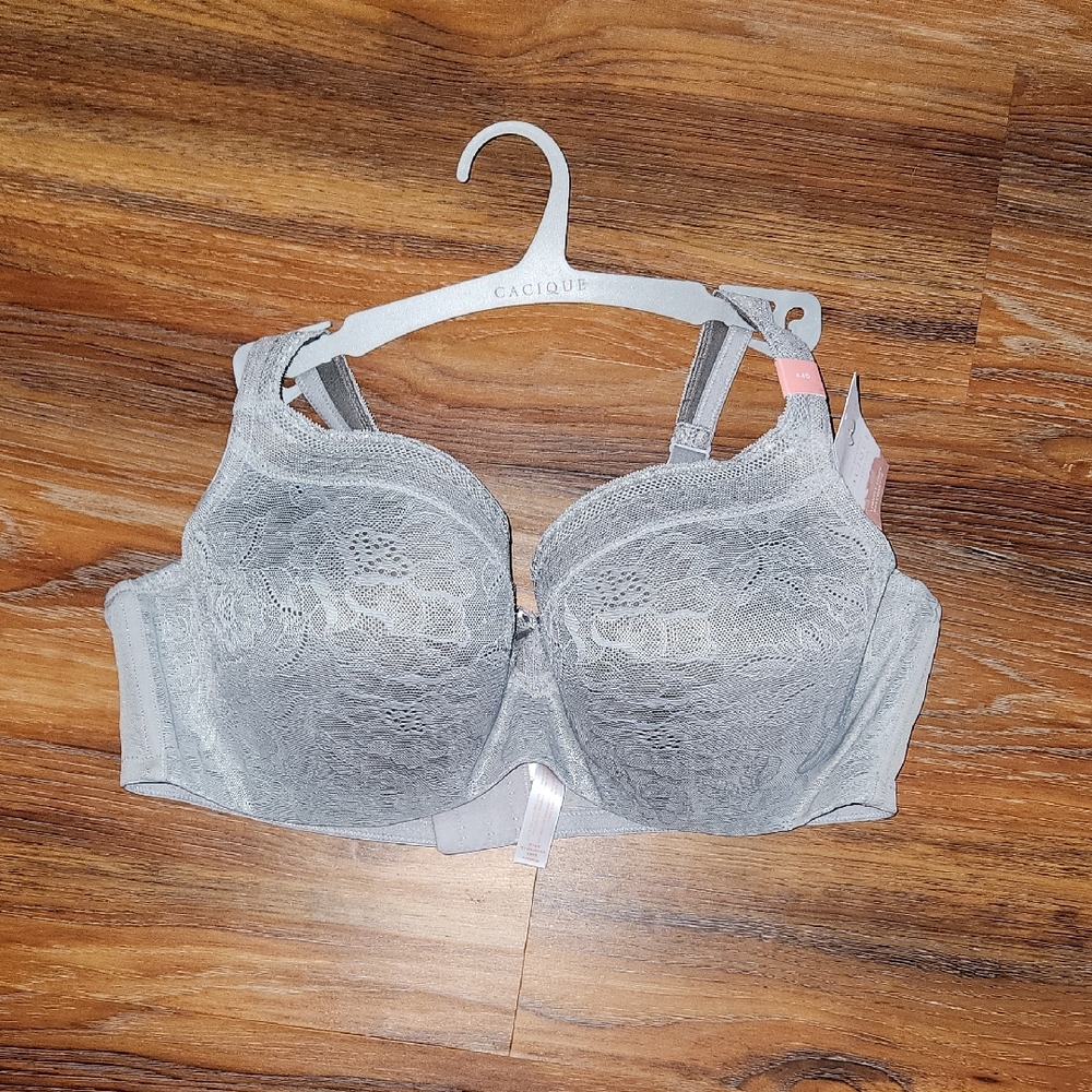 Cacique Silver Gray Lace Bra. 44D, NWT